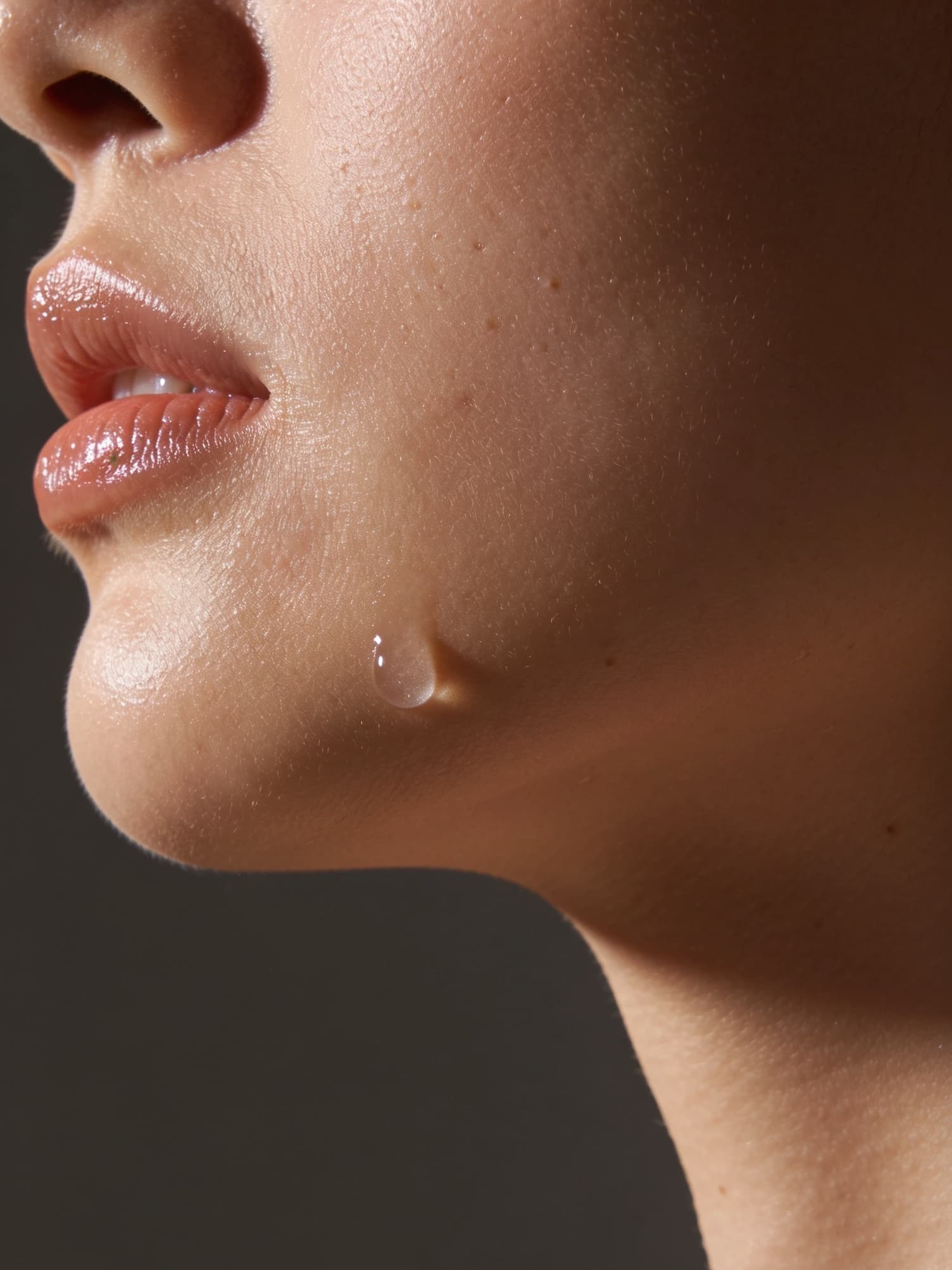 Pele do rosto de uma mulher com aspecto hidratado